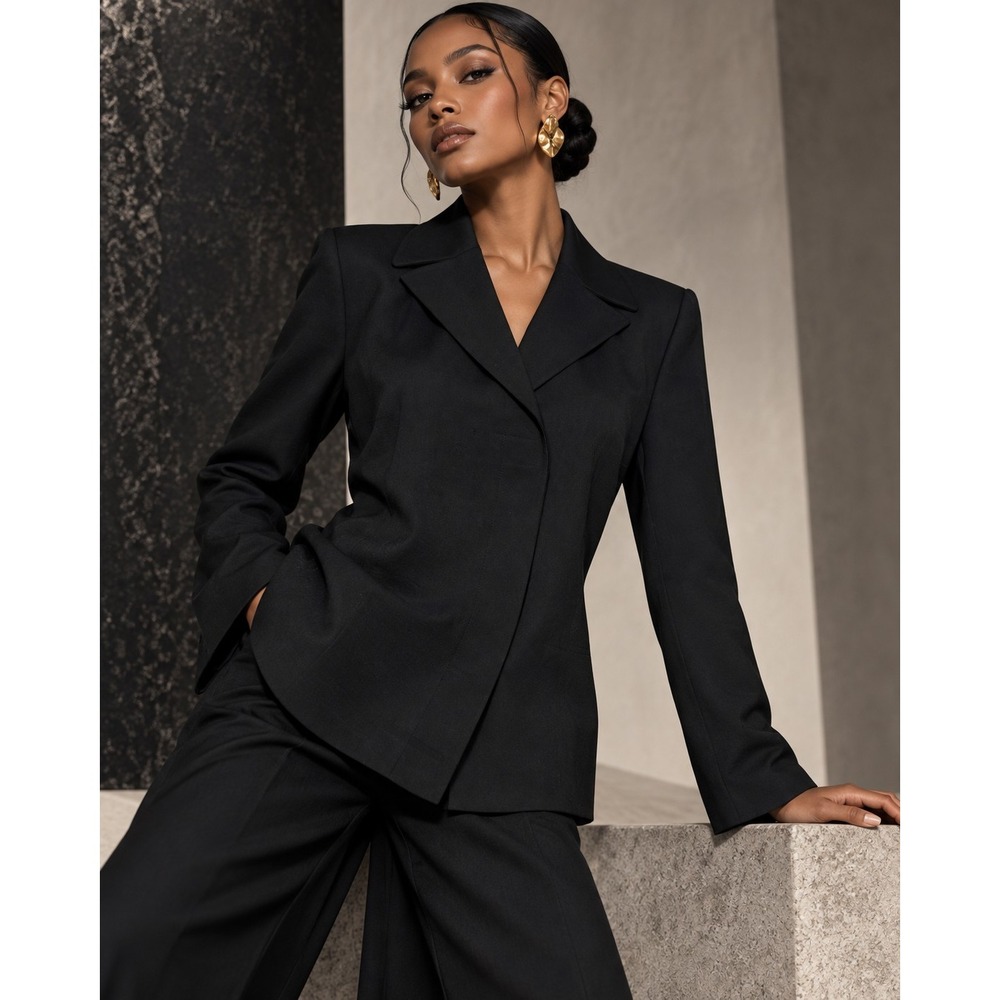 KORS Michael Kors Black Wool Blend Blazer Jacket Made in Italy Size 8